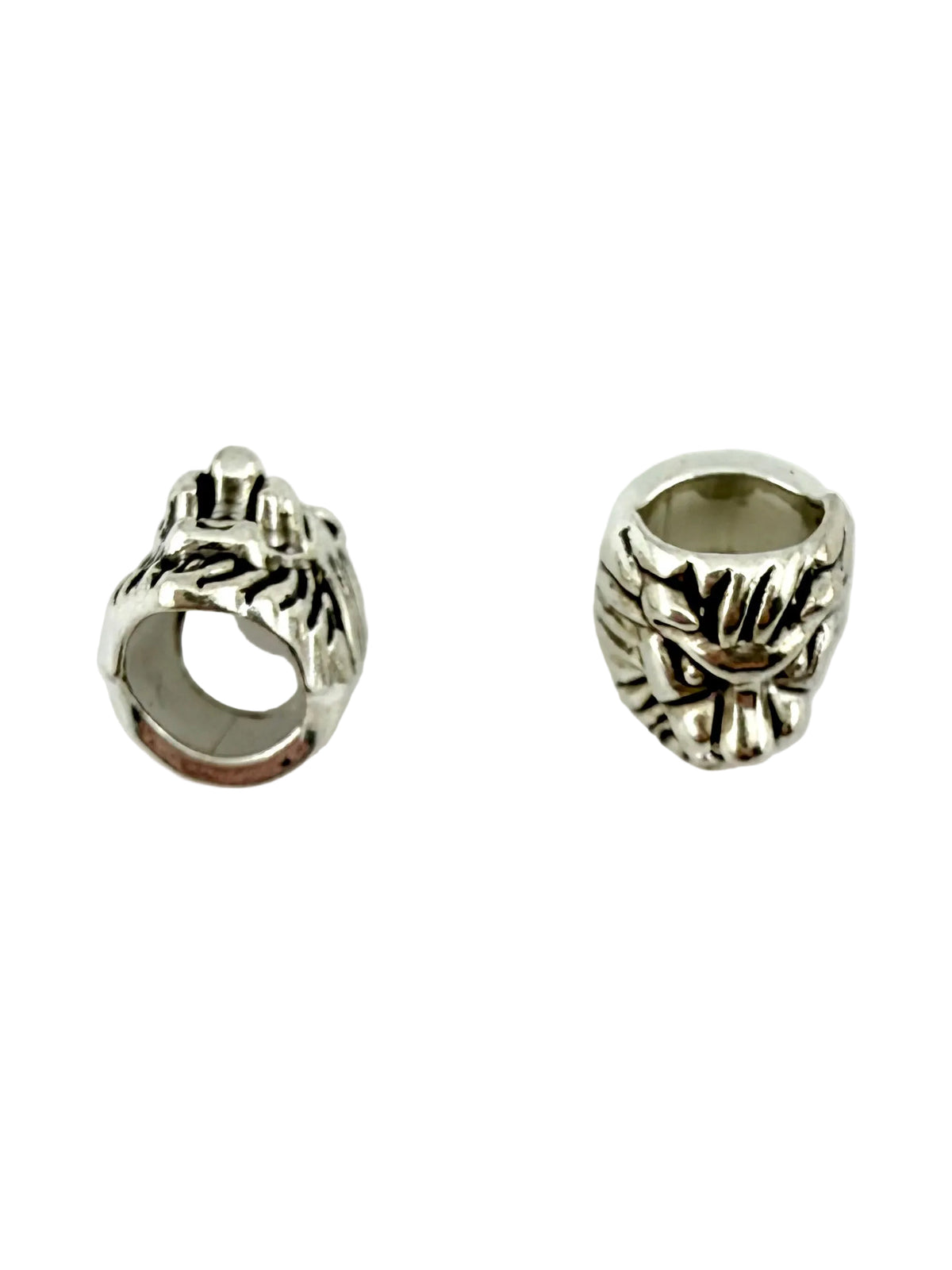13x10mm Large Hole Lion Head Spacer Rhodium