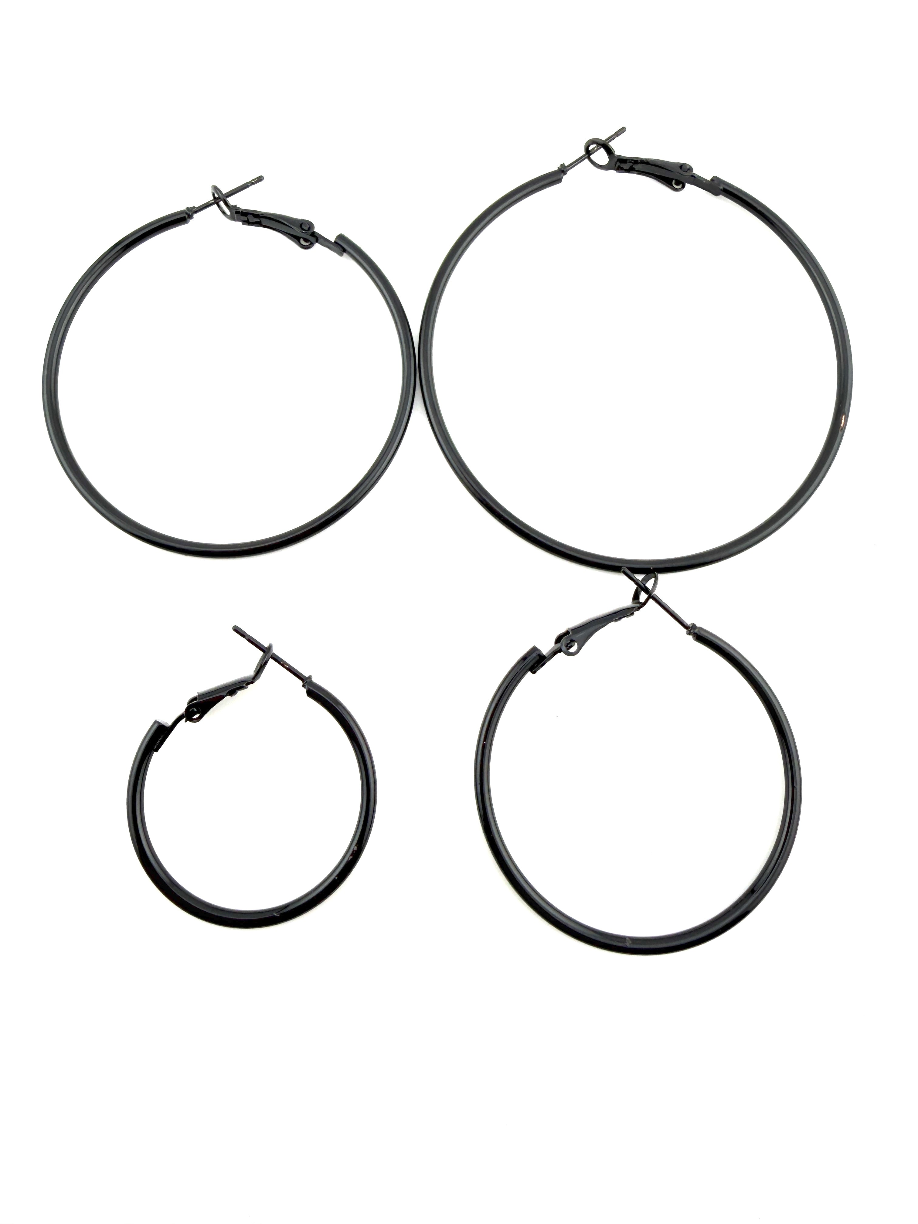 Black Round Hoop Earing Frame Pair