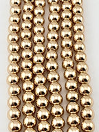 6mm Round Hematite Beads Gold