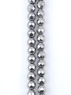8mm Rhodium Faceted Round Hematite Beads