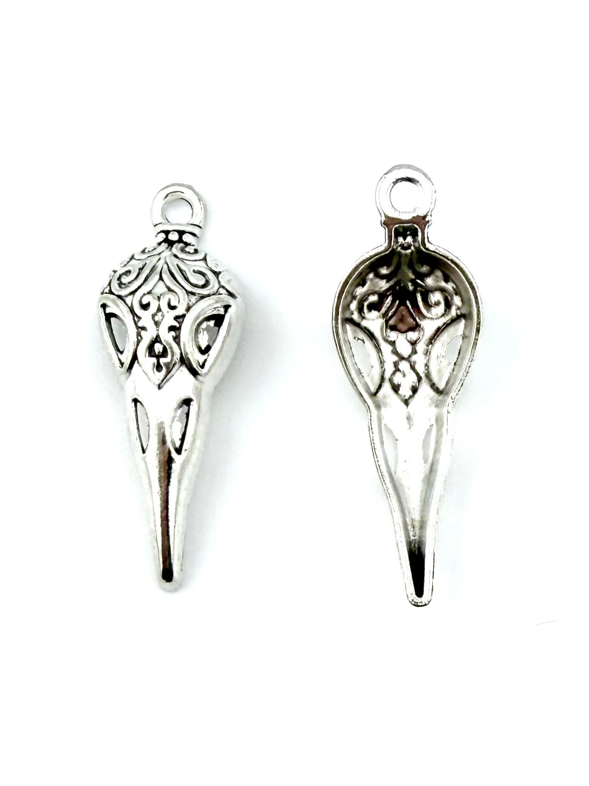 35mm Deco-Bird Skull Rhodium