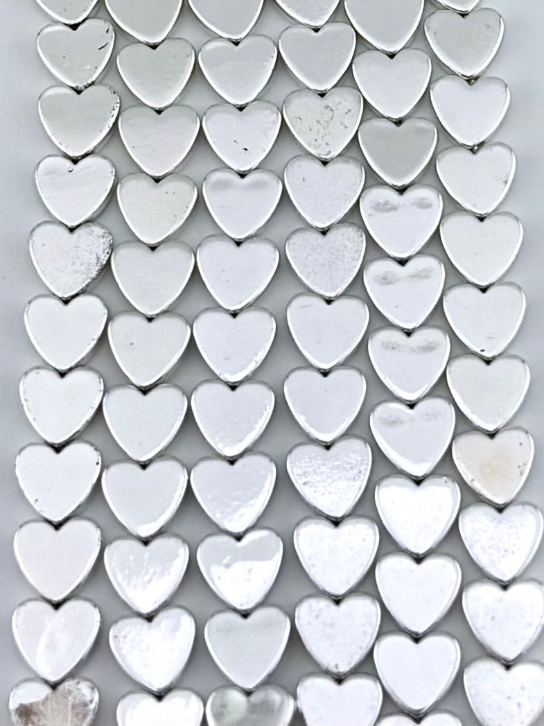2.5x8mm Hematite Flat Heart Silver
