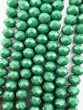 6mm Glass Faceted Rondelle Beads Medium Green