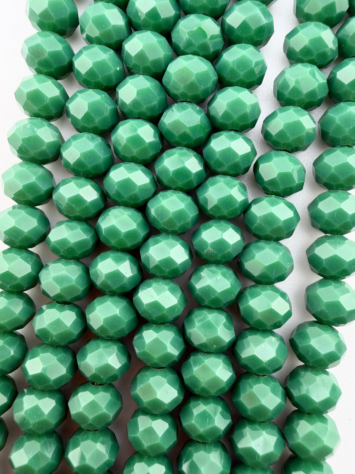 6mm Glass Faceted Rondelle Beads Medium Green
