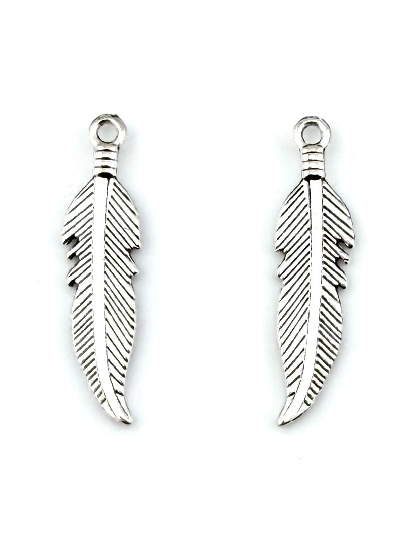 26mm Feather Charm Rhodium