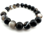 Matte Black Banded Agate Beads Available in 6mm, 8mm Sizes