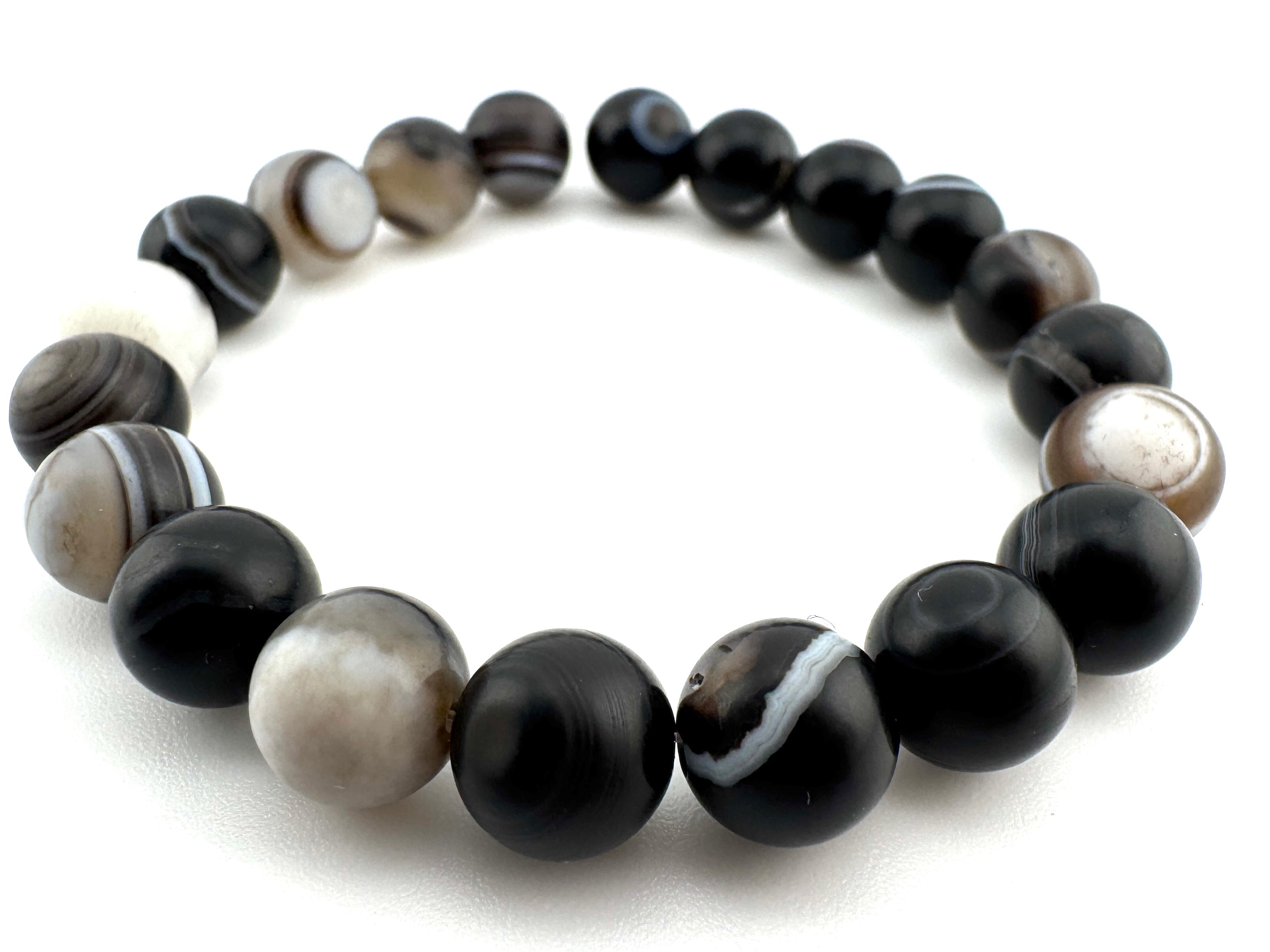 Matte Black Banded Agate Beads Available in 6mm, 8mm Sizes