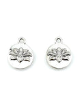 16mm Lotus Coin Charm Rhodium
