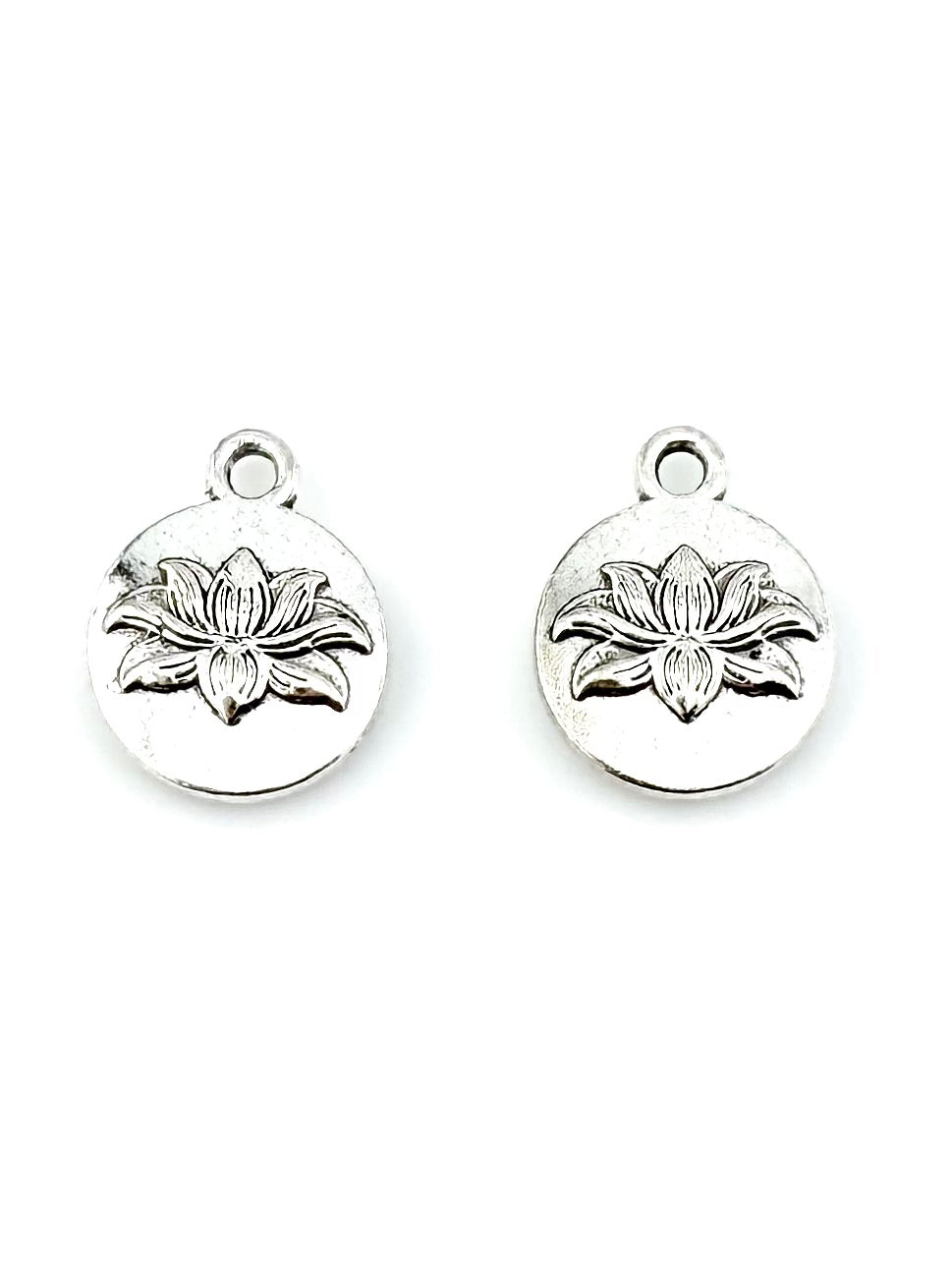 16mm Lotus Coin Charm Rhodium