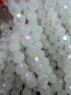 6mm Glass Faceted Round Beads White Luster