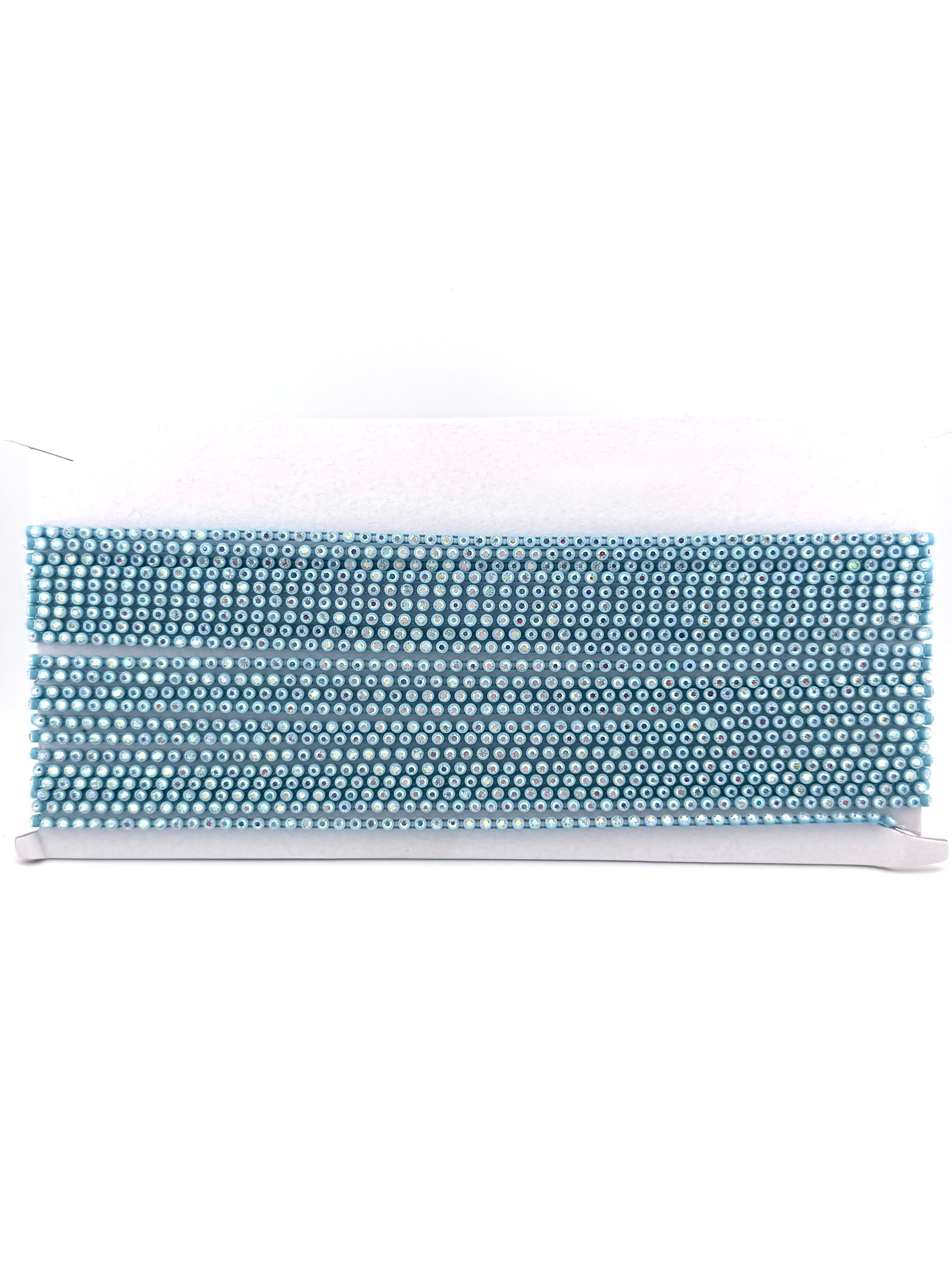 3.2mm Blue Plastic Rhinestone Banding With Clear AB Crystal