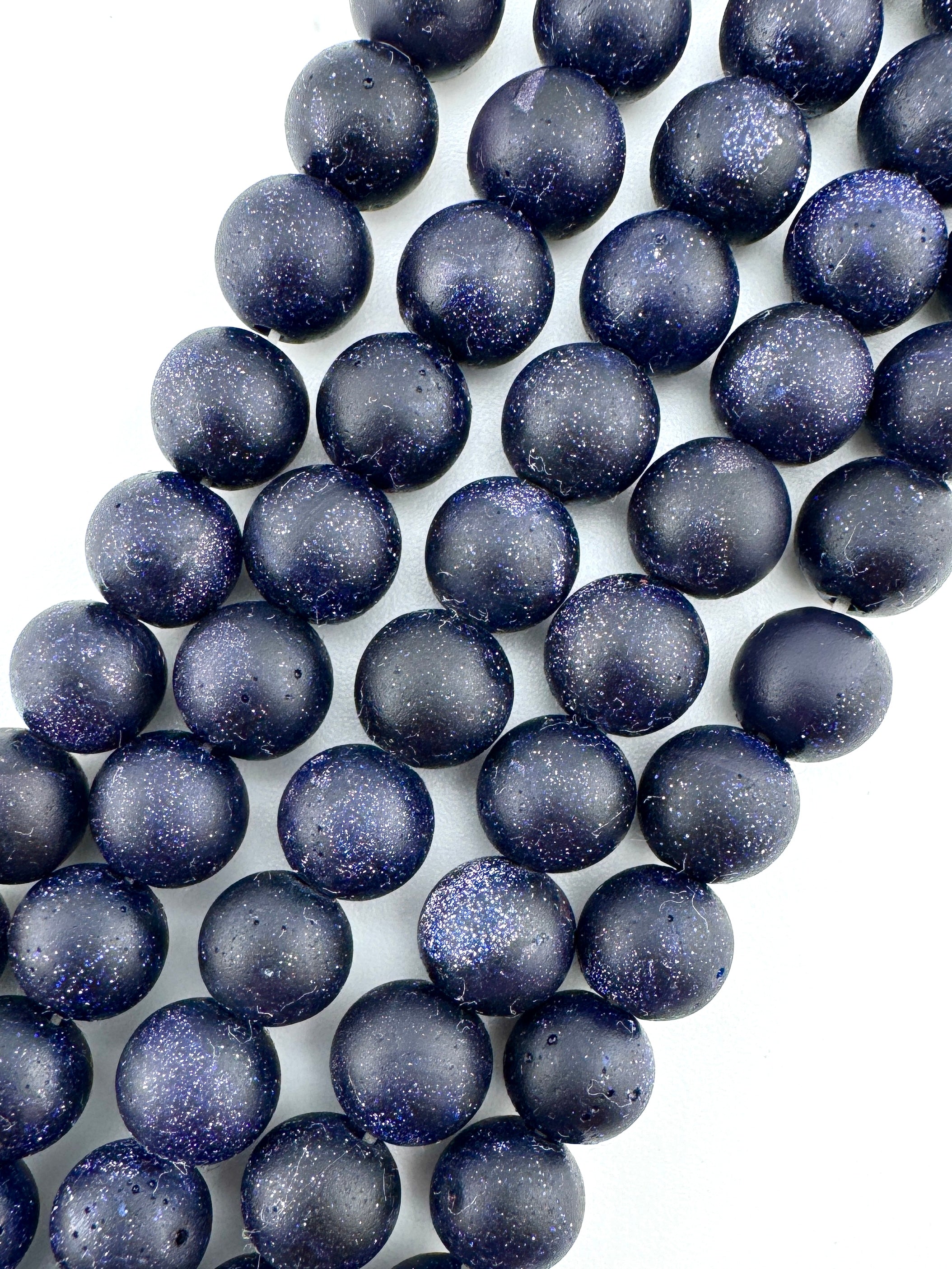 Matte Blue Gold Stone Beads Available in 6mm, 8mm Sizes