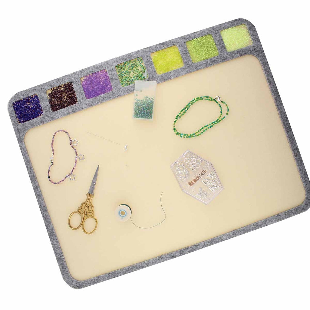 Seed Bead Treasure Mat 11" x 14" with 7 Cavities – Soft Beading & Jewelry Making Work Mat