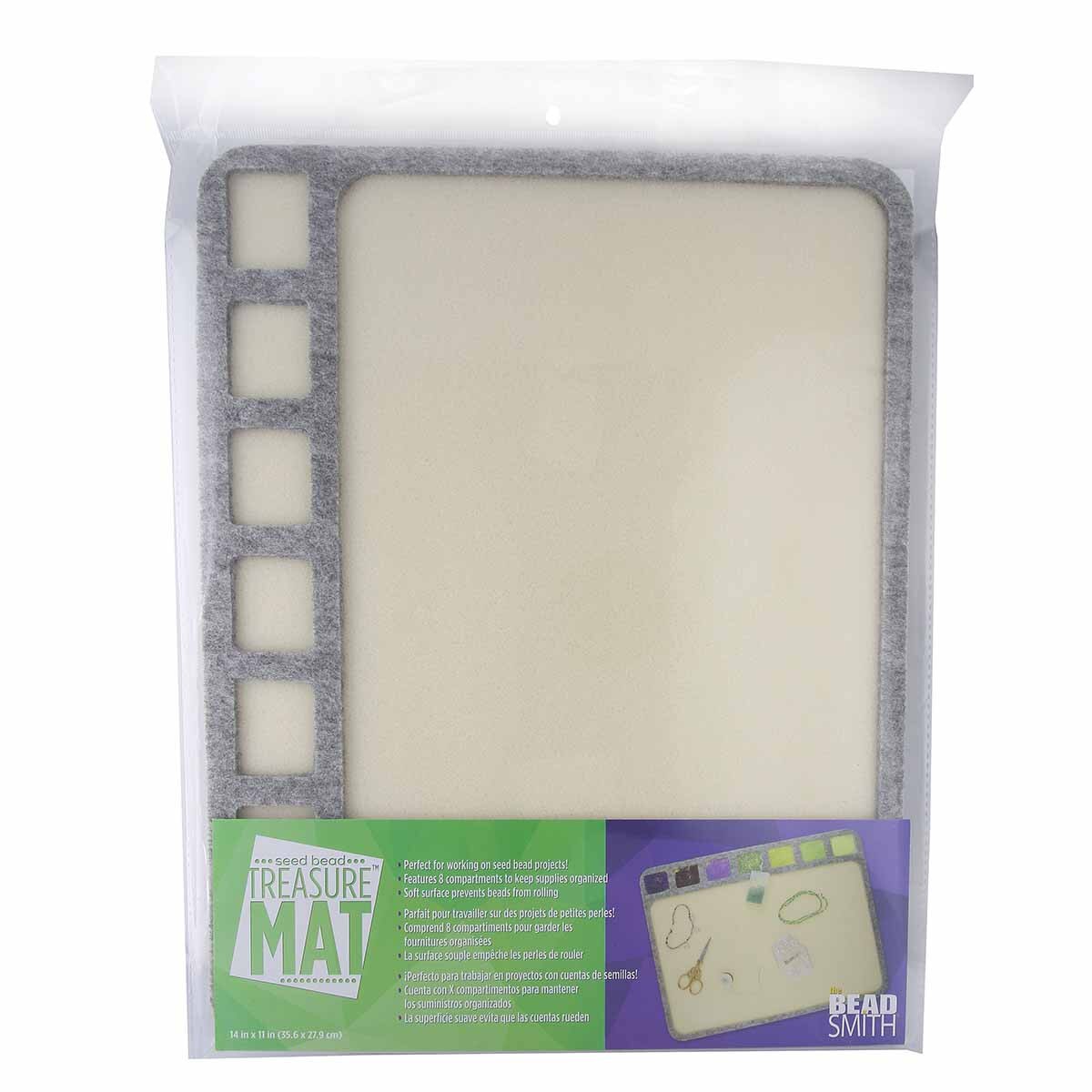 Seed Bead Treasure Mat 11" x 14" with 7 Cavities – Soft Beading & Jewelry Making Work Mat