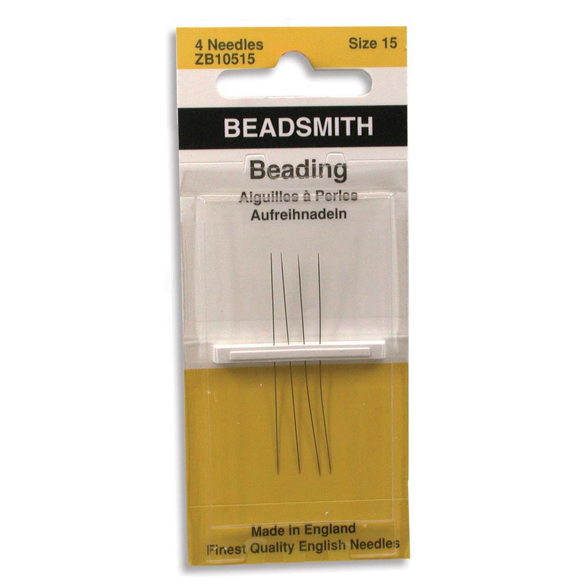 Size 15 Beading Needles – 4 Needles per Pack (ZB10515)