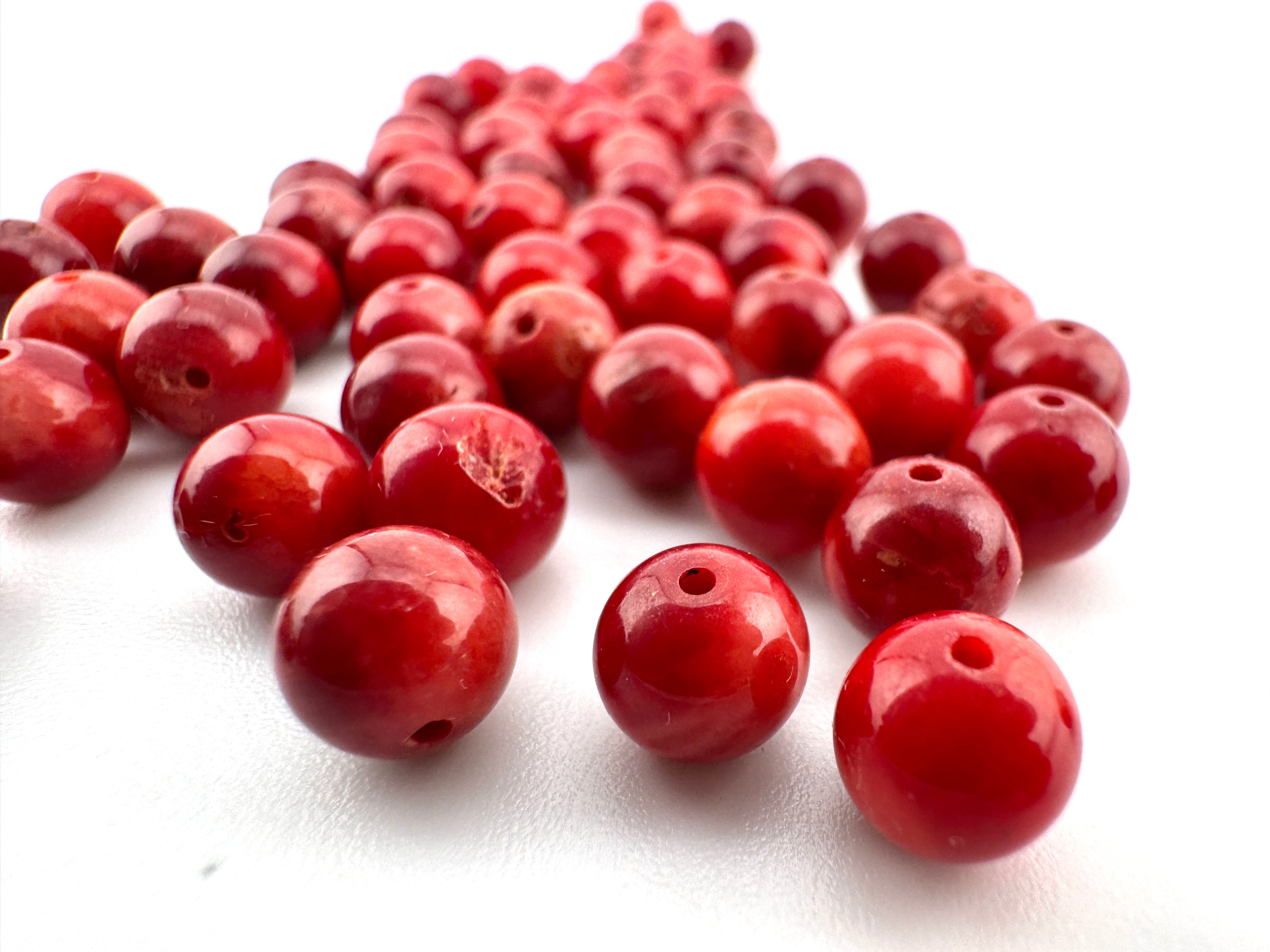 Red Bamboo Coral Beads Available in 6mm, 8mm Sizes