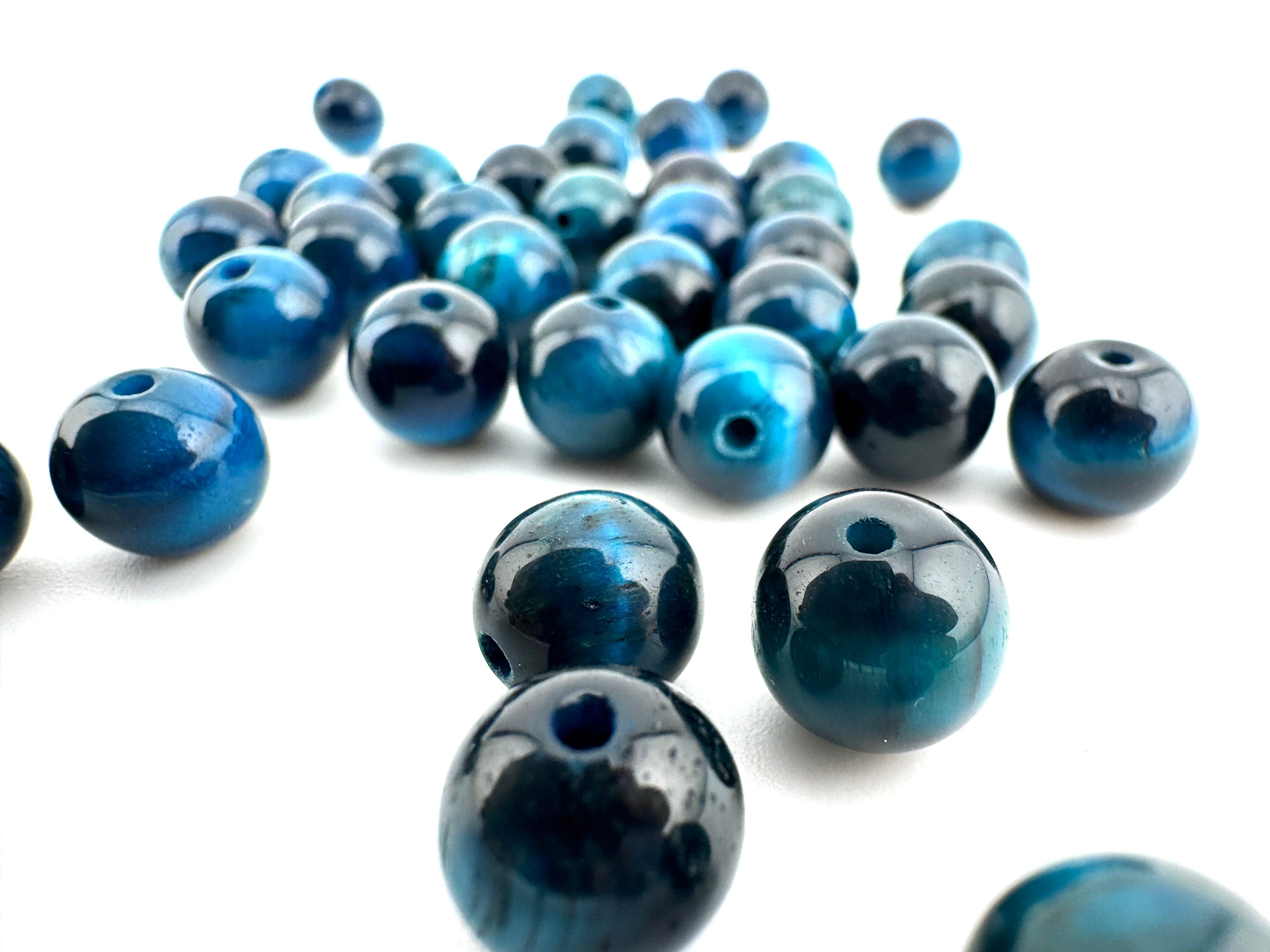Dyed Tiger Eye Light Blue Beads Available in 6mm, 8mm, 10mm Sizes