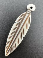 56mm Antiqued Bone Leaf Pendant – Hand Carved Bone, Tribal & Indigenous Style