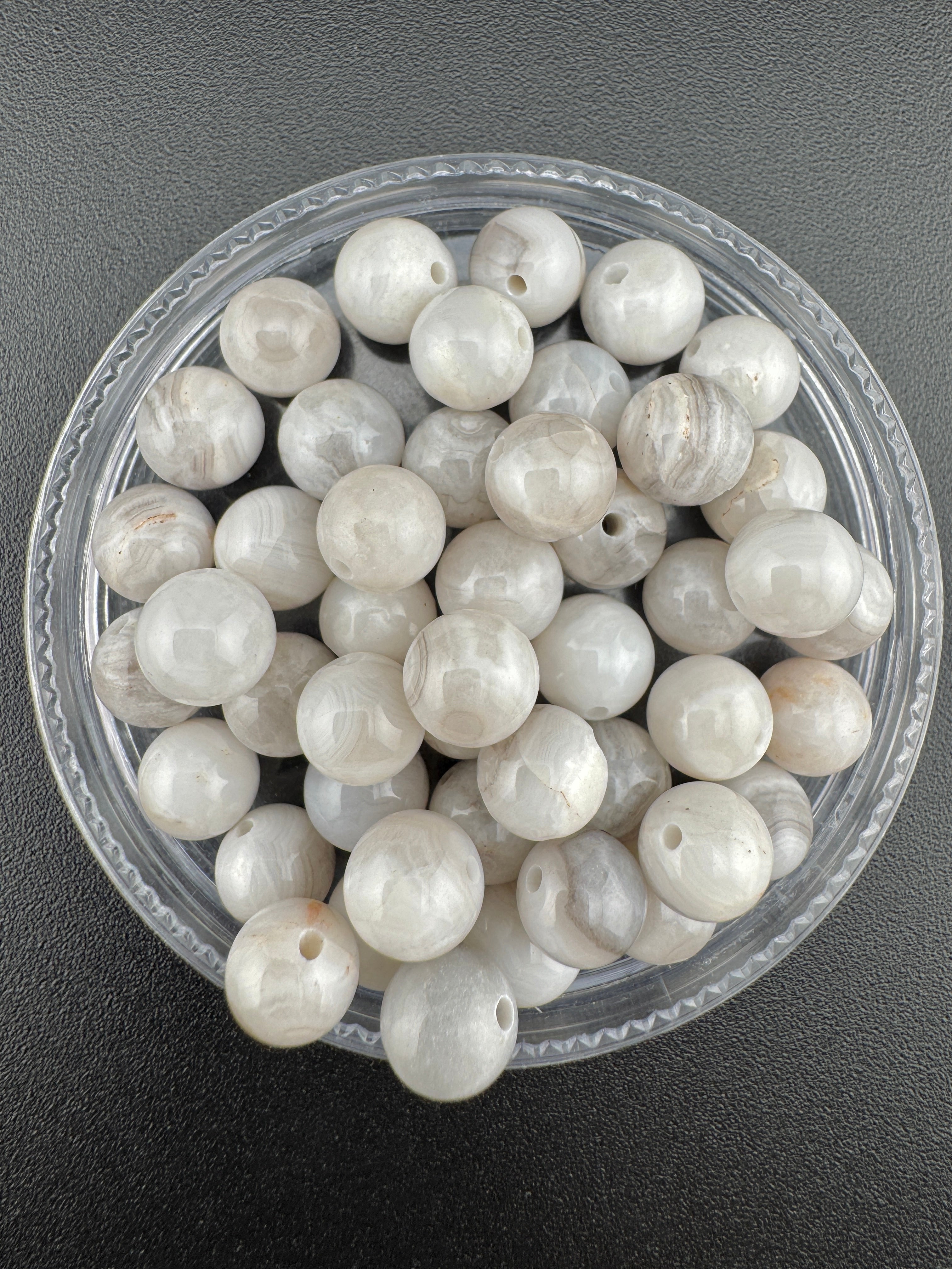 White Laced Agate Beads Available in 6mm, 8mm Sizes
