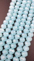 6mm Glass Faceted Rondelle Beads Light Blue Opal