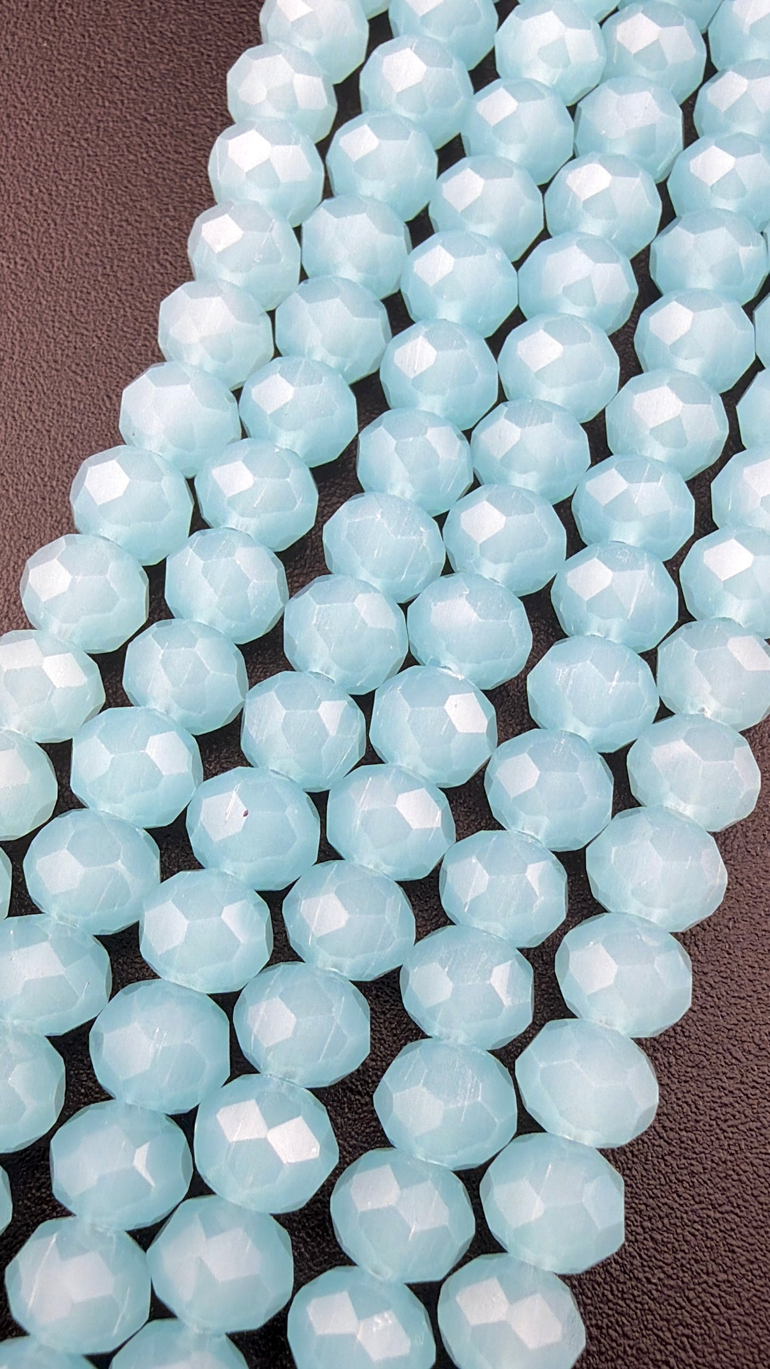 6mm Glass Faceted Rondelle Beads Light Blue Opal