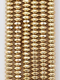 Gold Rondelle Hematite Beads 3x6mm