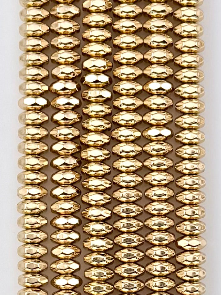 Gold Rondelle Hematite Beads 3x6mm