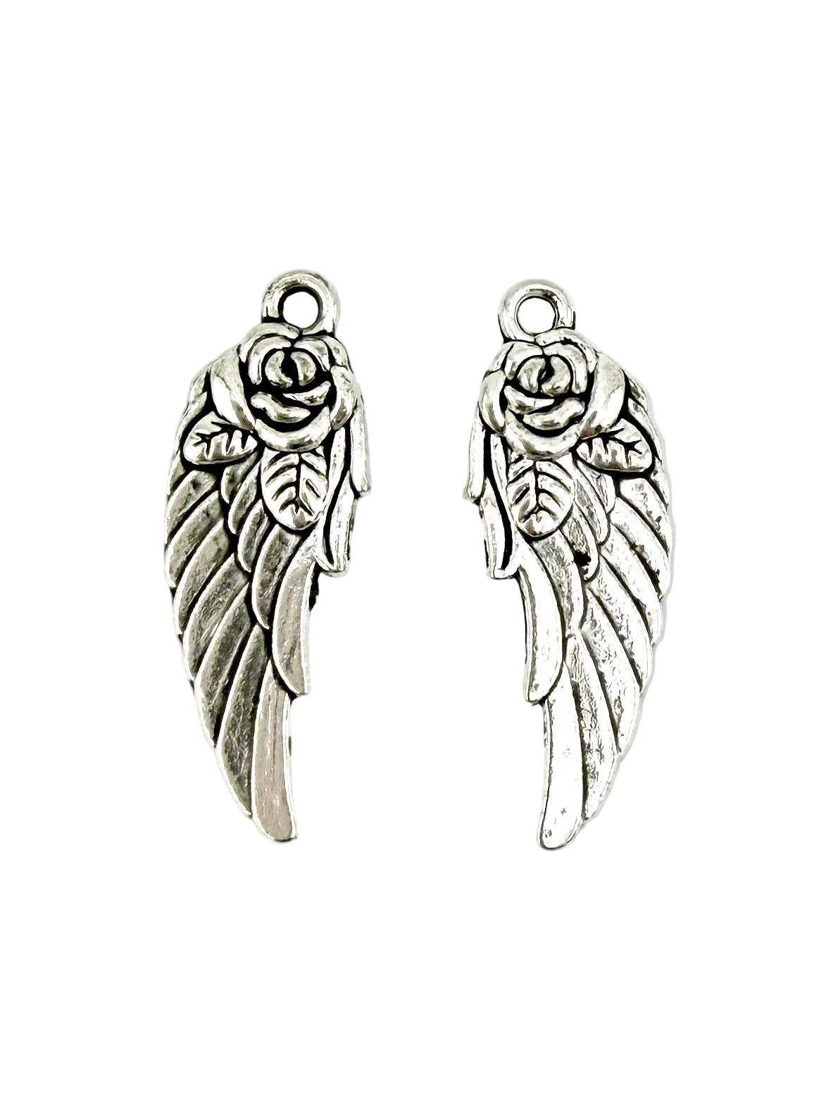 31mm Flower Wing Charm Rhodium