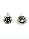 16.5mm Rose Charm Rhodium