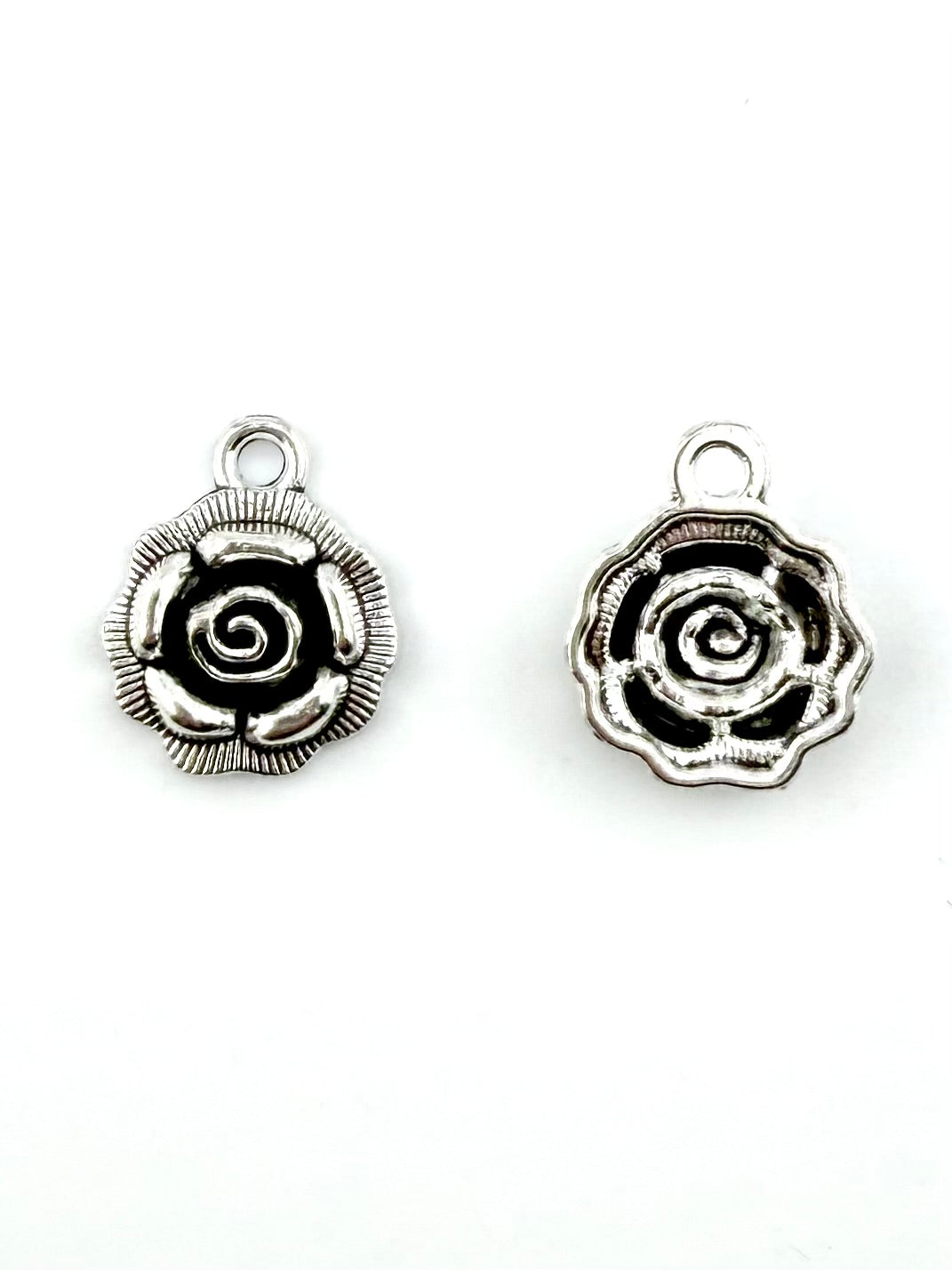 16.5mm Rose Charm Rhodium