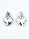 20mm Fancy Heart Charm Rhodium