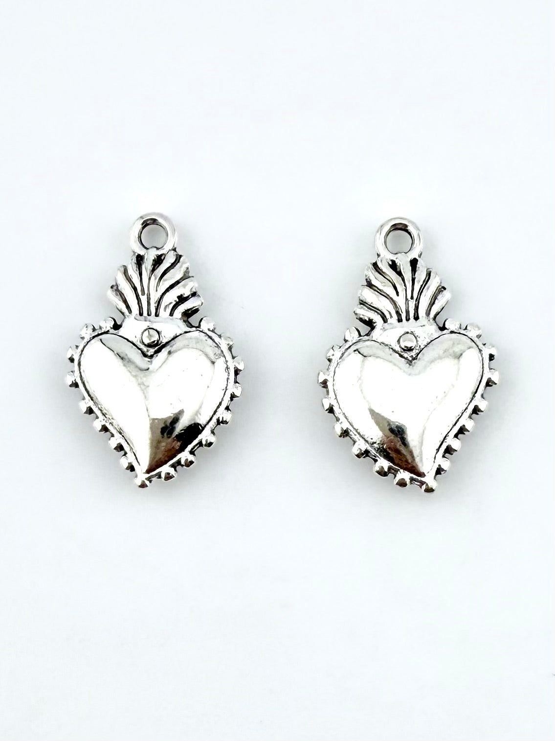 20mm Fancy Heart Charm Rhodium