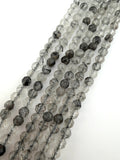 3.5mm Faceted Tourmilated Quartz Beads