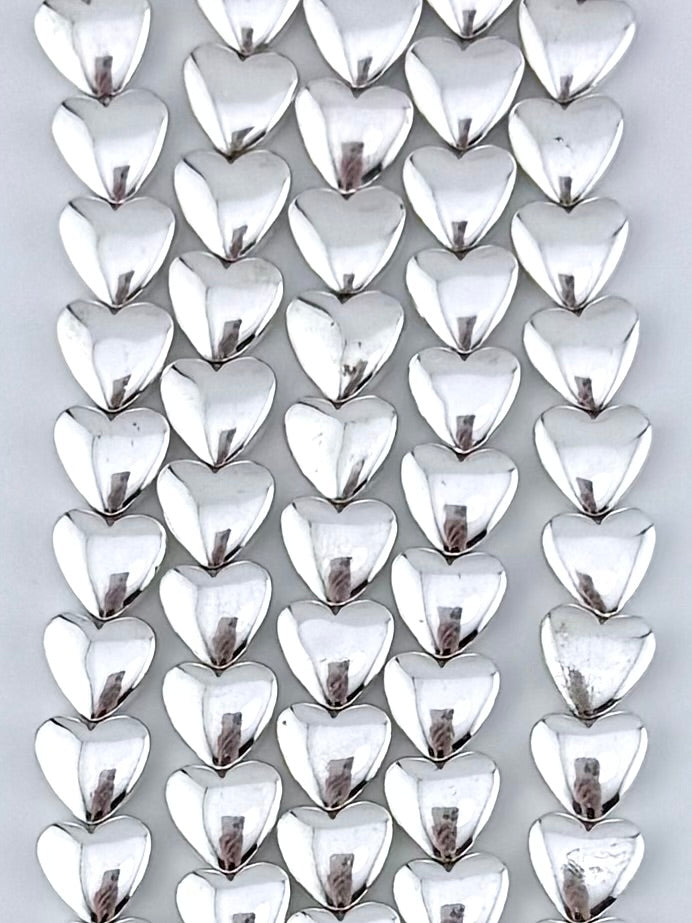 3x7x8mm Hematite Puffy Heart Silver