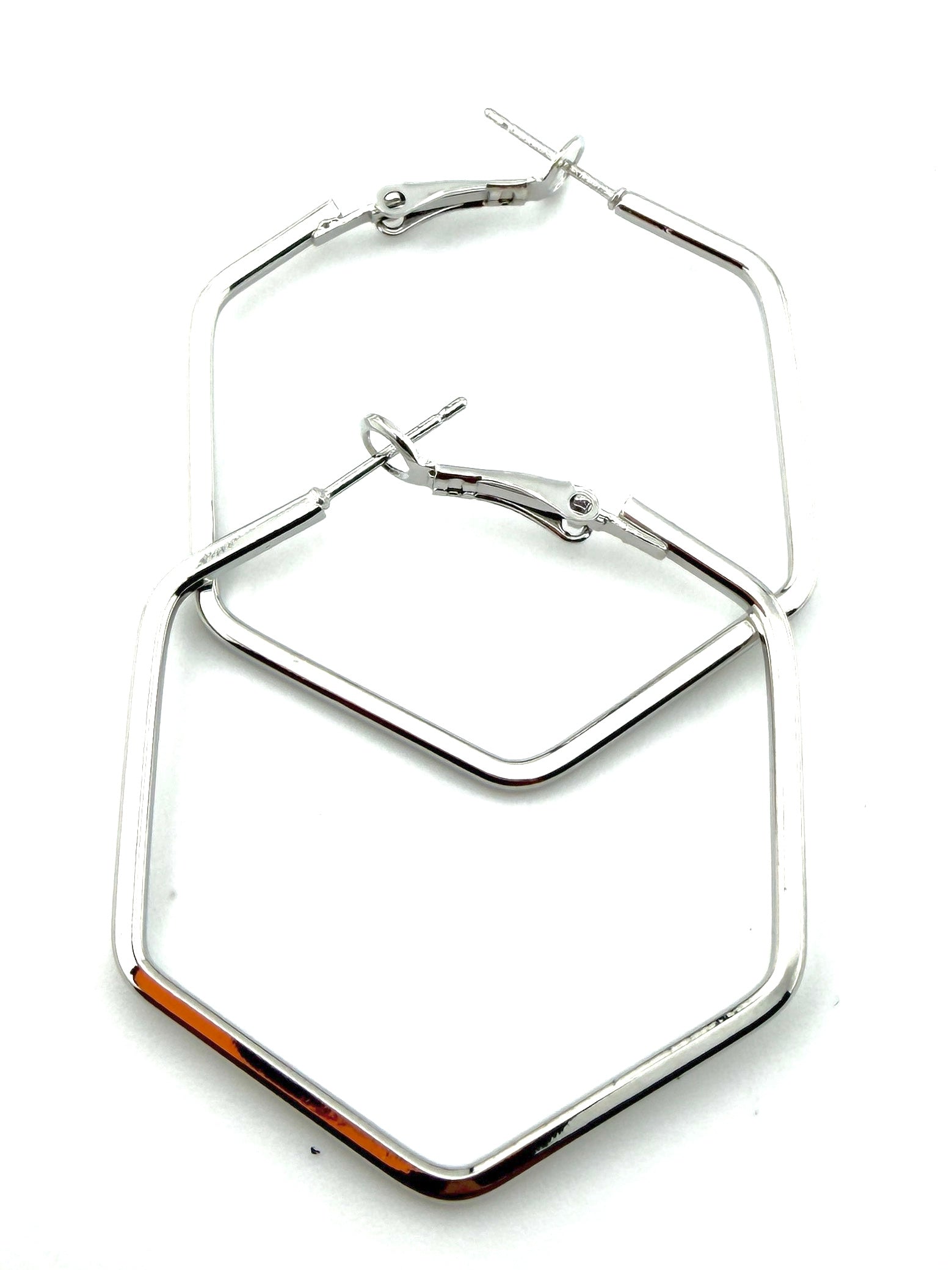 Hexagon Frame Hoop Earing Pair