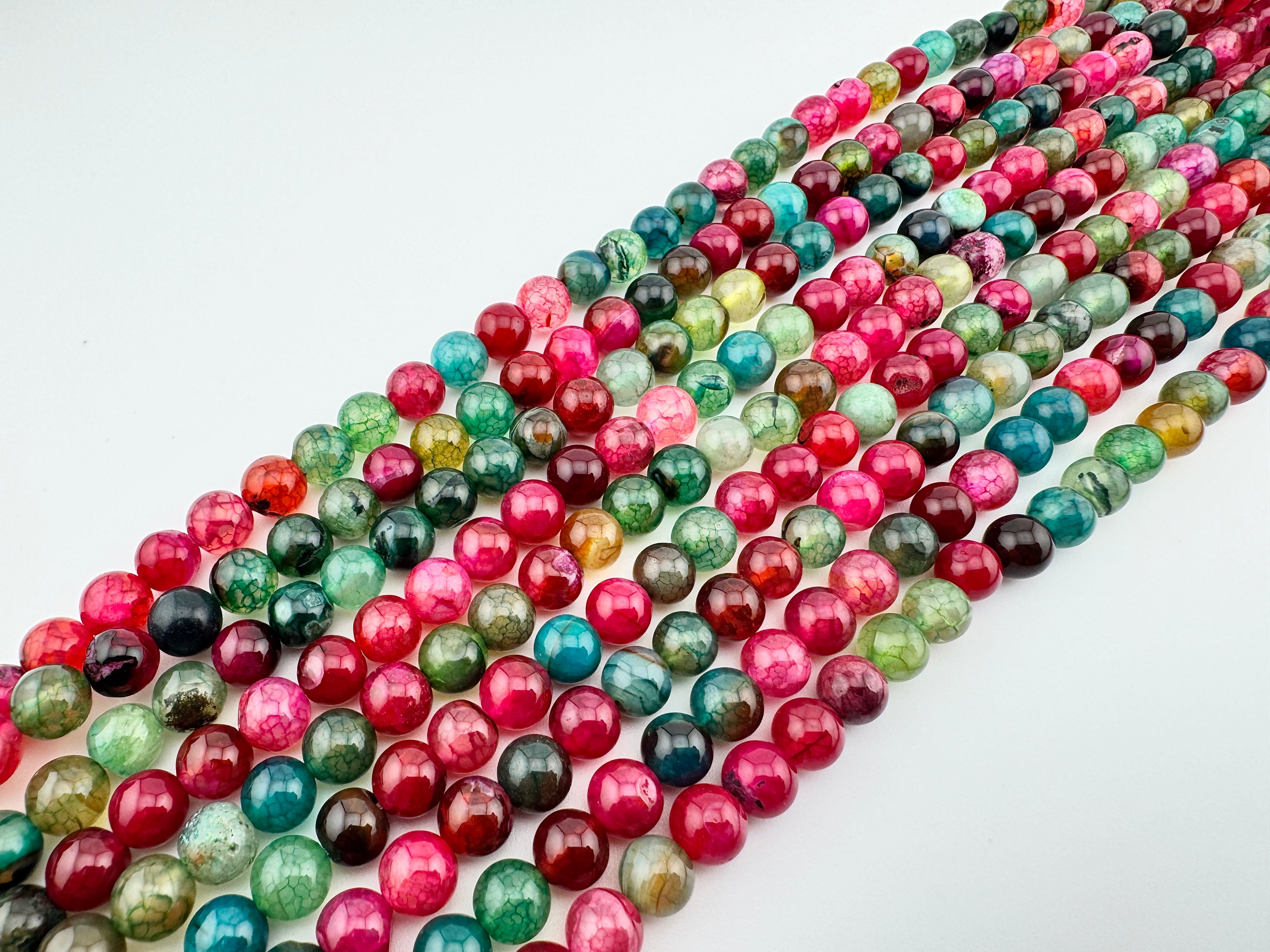 Dyed Dragon Vein Agate Beads Available in 6mm, 10mm Sizes