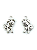 16.5mm Sitting Dog Charm Rhodium