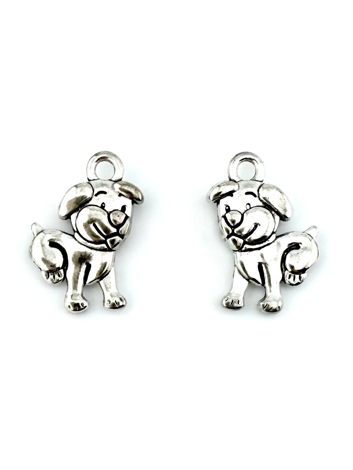 16.5mm Sitting Dog Charm Rhodium