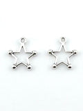 18mm Ball Point Star Charm Rhodium