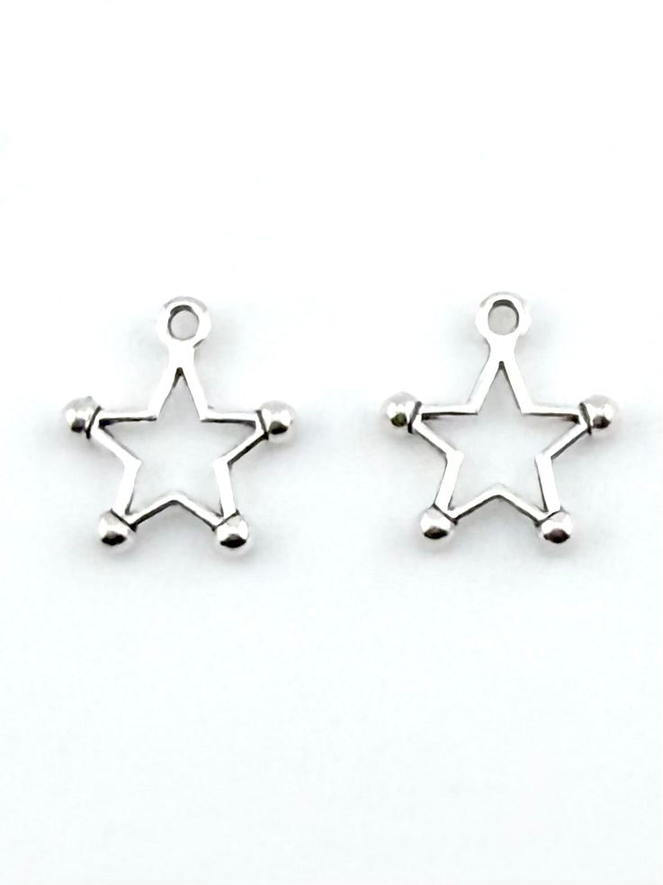 18mm Ball Point Star Charm Rhodium