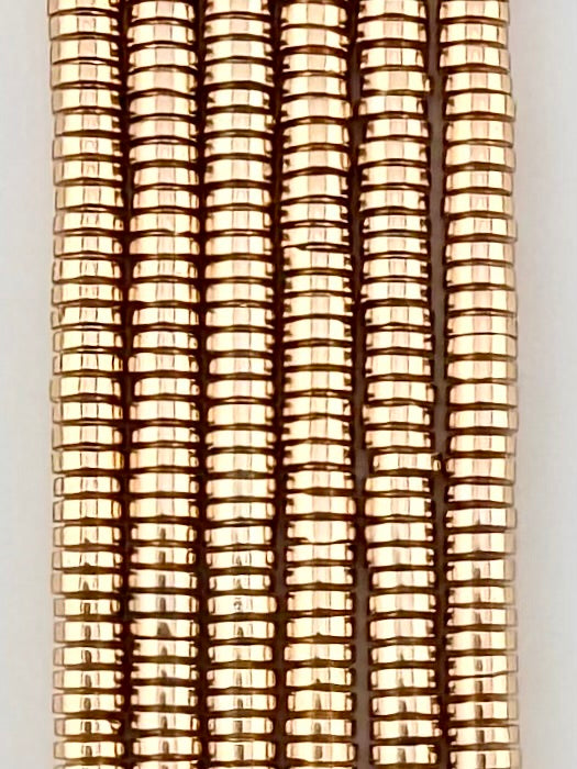 1.5x4.5mm Hematite Heishi Beads Gold