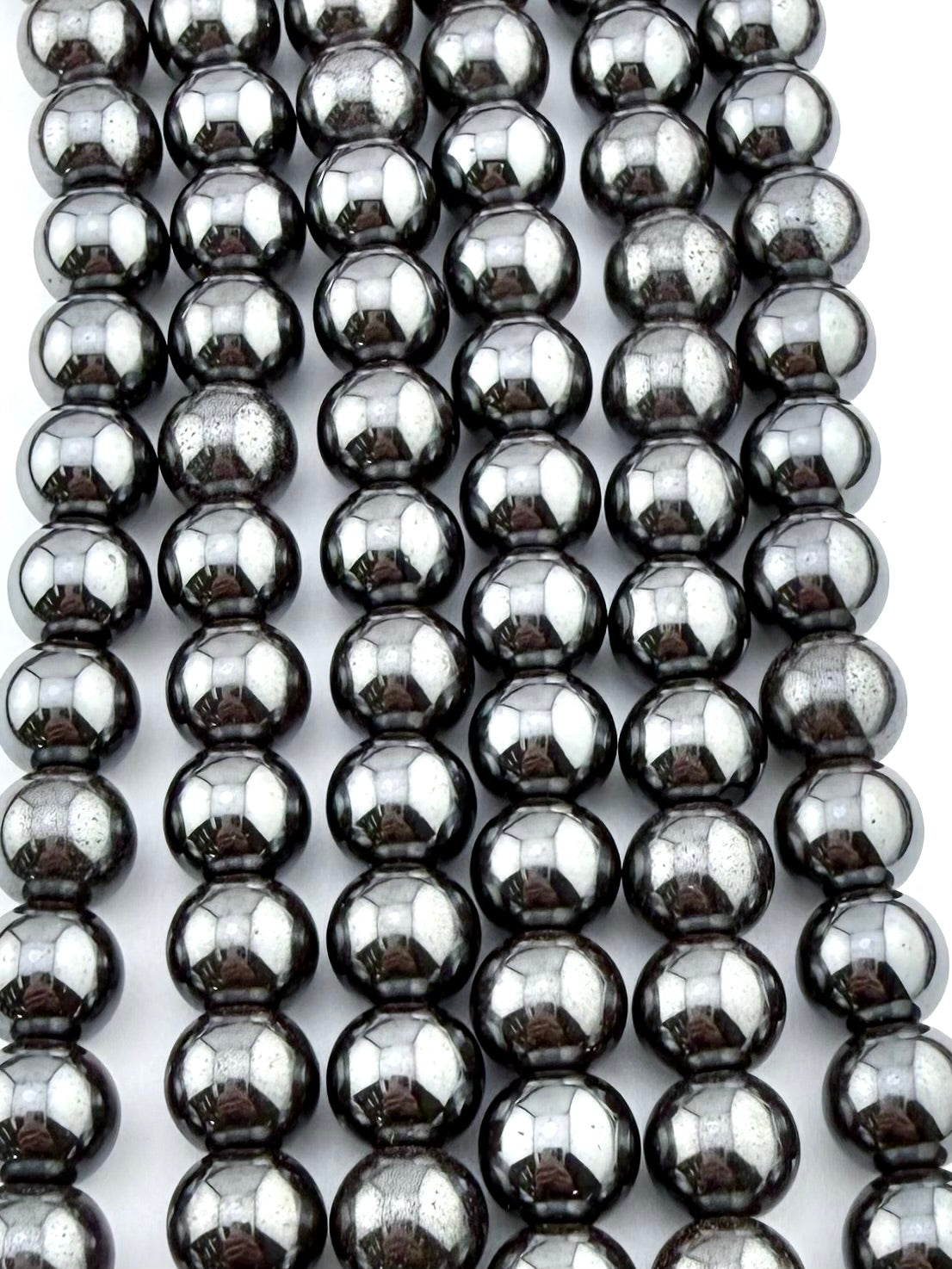 8mm Round Hematite Beads Gunmetal