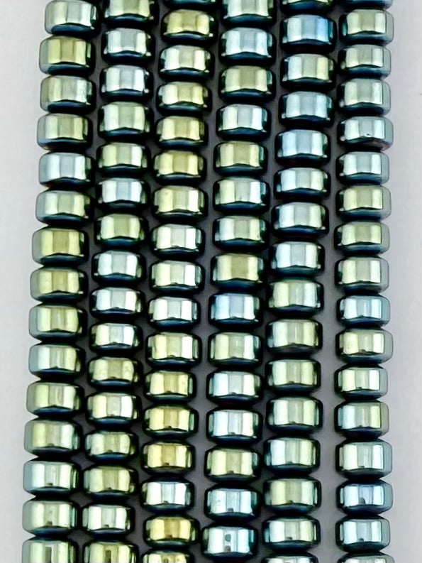 2.5x4mm Hematite Heishi Beads Blue Green