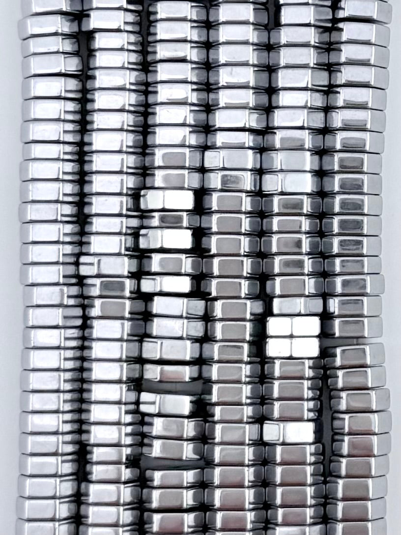 2x6mm Hematite Bolt Beads Rhodium