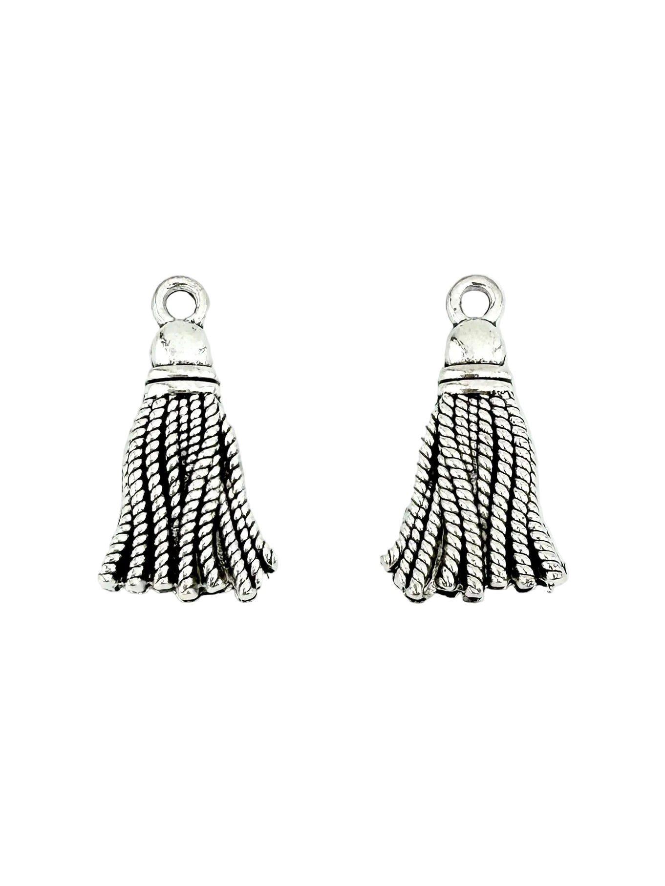 20mm Metal Tassel Charm Rhodium