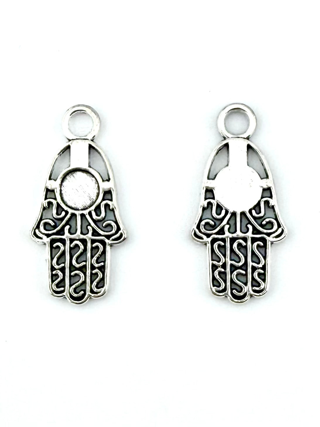 26mm Hand Of Fatima Charm Rhodium