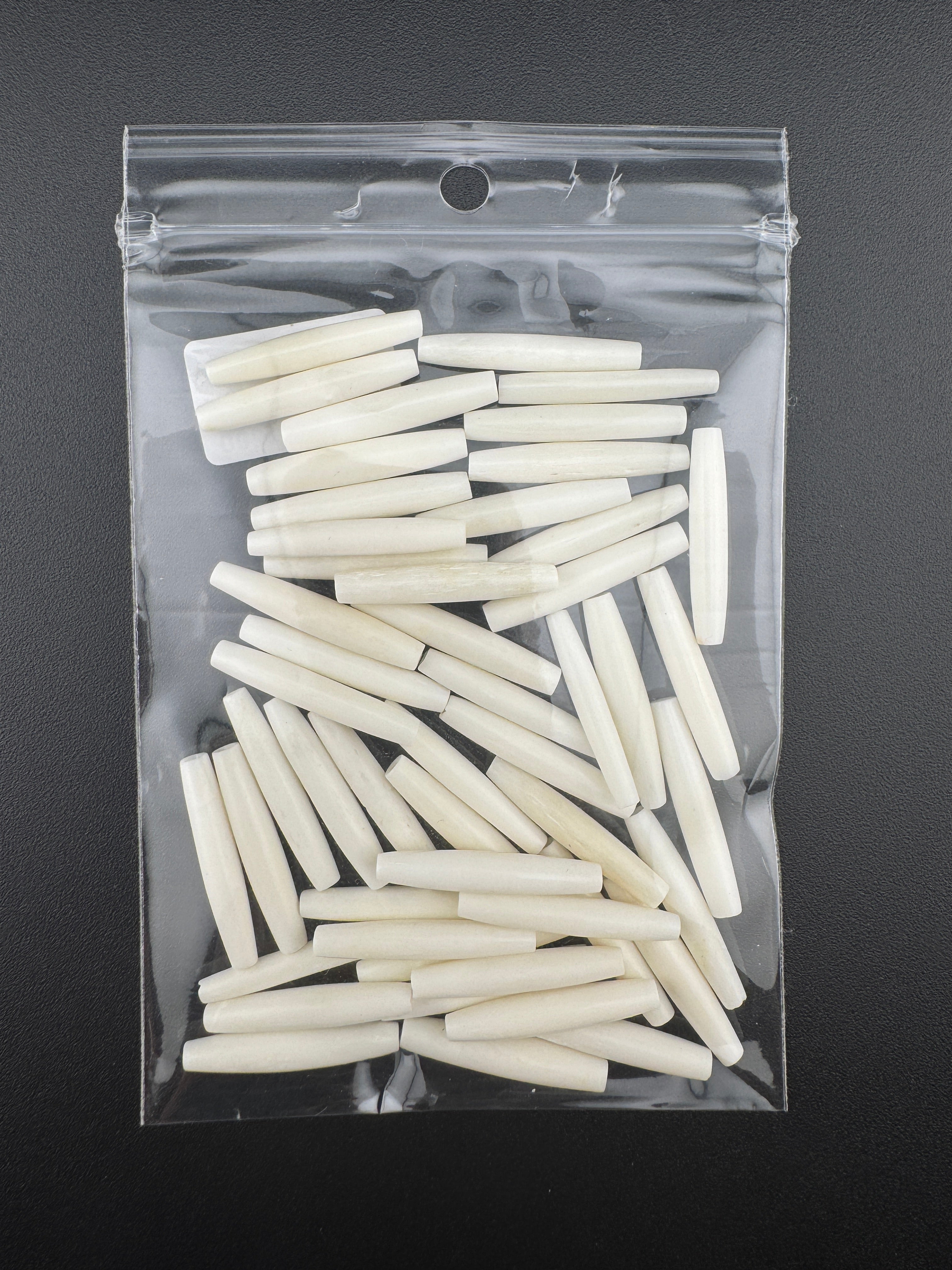 Ivory Buffalo Bone Pipe, Thin,  0.5–2.5inch Carved Bone Pieces for Jewelry & Crafts