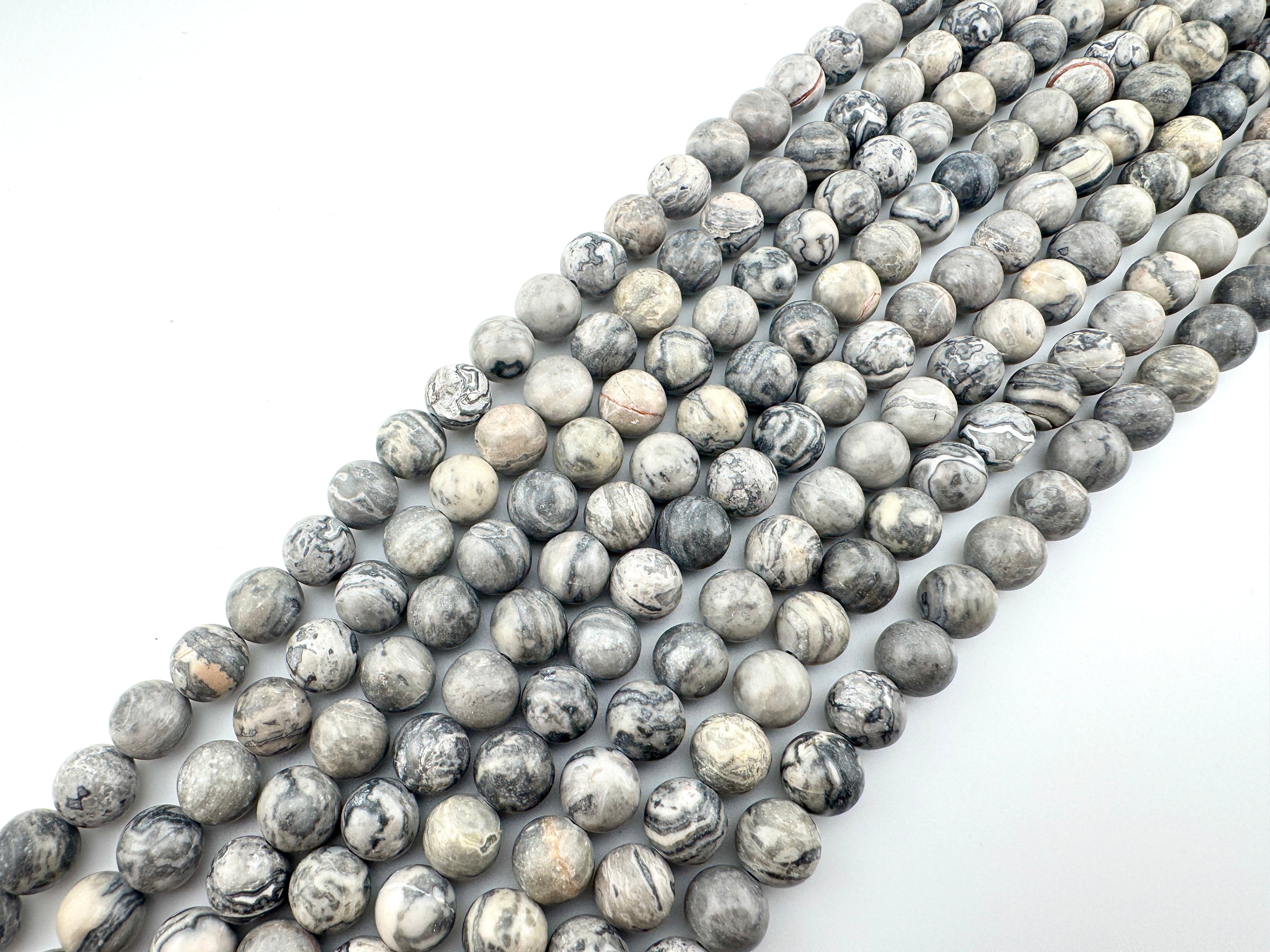 Grey Scenery Jasper Beads Available in 4mm, 6mm, 8mm, 10mm Sizes