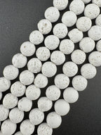 Dyed Lava Stone White Beads Available in 8mm Sizes