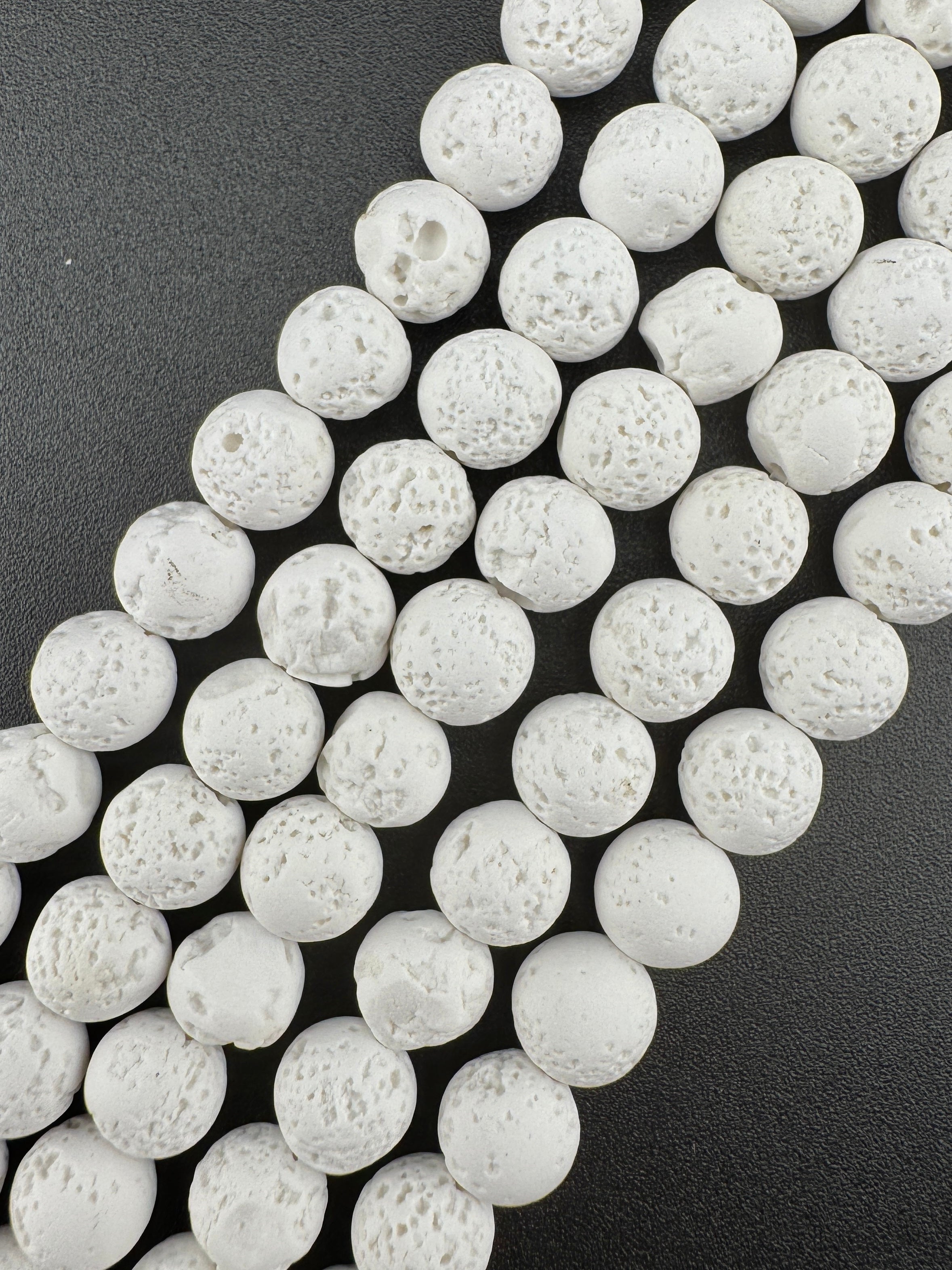 Dyed Lava Stone White Beads Available in 8mm Sizes